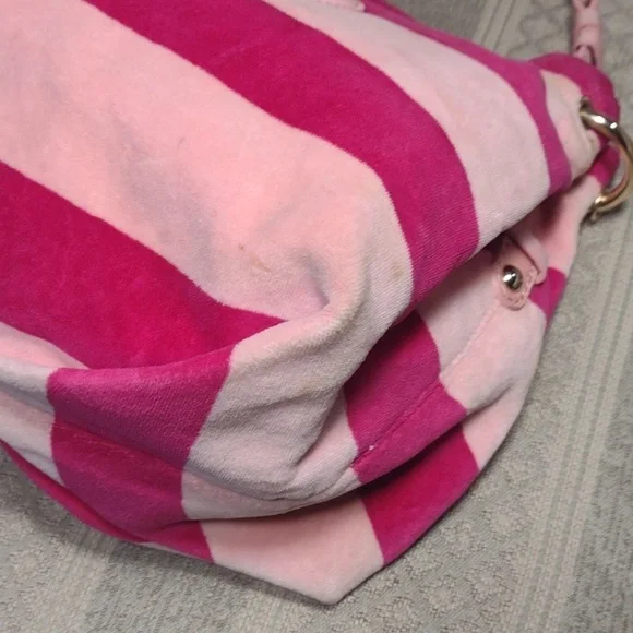 Juicy Couture Y2K Choose Juicy Velour stripe Bag with VS Charm